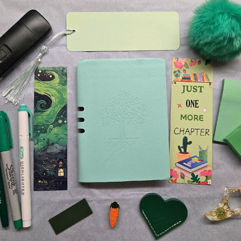 Bookish Basics Bundles - Includes Journal, Highlighters, Ink Pad, Cute Stamp, Various Accessories like Felt Tip Pen, Thumb Page Holder, Stickers, Assorted Bookmarks, DIY Bookmark with Tassel, Heart Bookmark, Magnetic Bookmark, Assorted Sticky Notes