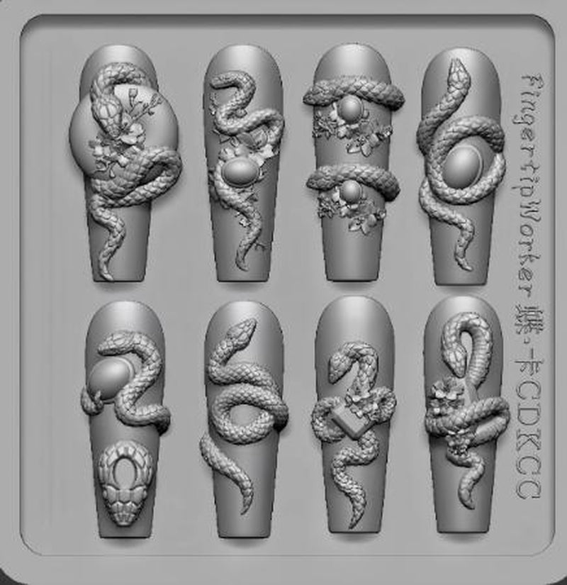Nail Charm Molds Snake Shape Silicone Nail Art Mold Nail Tools