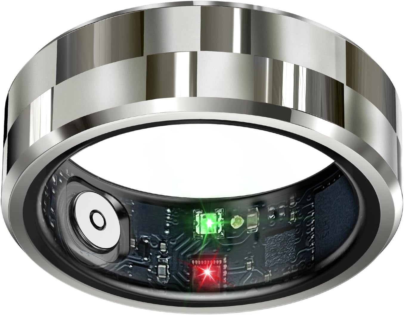 Smart Health Tracking Ring with Sleep Monitoring, Heart Rate Detection, Waterproof Design, Activity Tracking, Air Gesture Control, Up to 7-Day Battery Life, Compatible with iOS and Android (Stylish Silver #8)