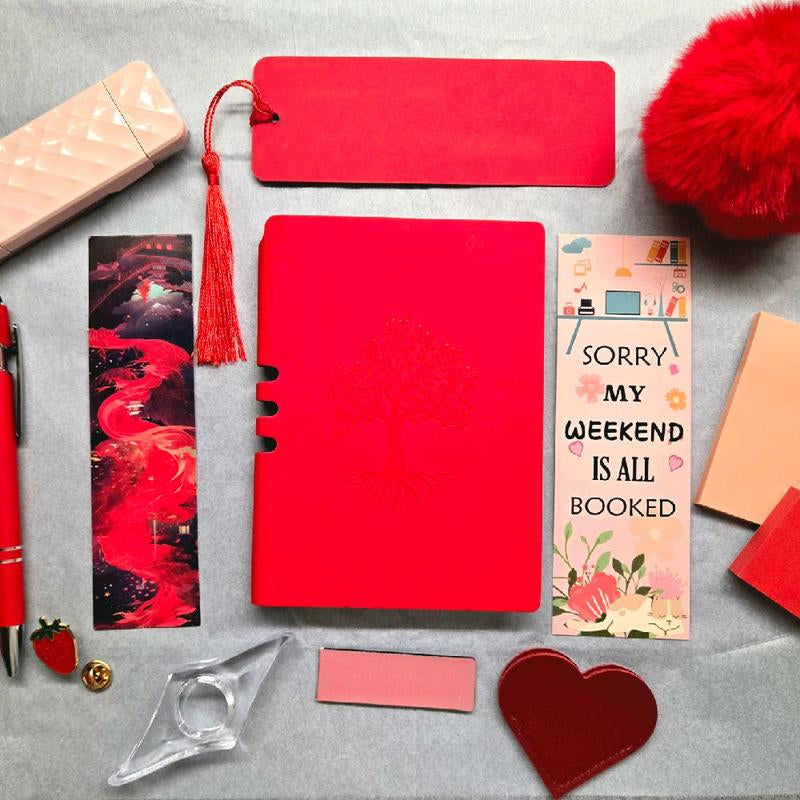 Bookish Basics Bundles - Includes Journal, Highlighters, Ink Pad, Cute Stamp, Various Accessories like Felt Tip Pen, Thumb Page Holder, Stickers, Assorted Bookmarks, DIY Bookmark with Tassel, Heart Bookmark, Magnetic Bookmark, Assorted Sticky Notes