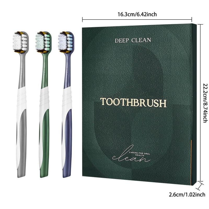 [6-Pack Gift Box] Mountain-Shaped Hair-Planted Toothbrush with Approximately 100 Holes, Wide-Headed Soft-Bristled Toothbrush, Soft Spiral Bristles, and Non-Slip Brush Handle.
