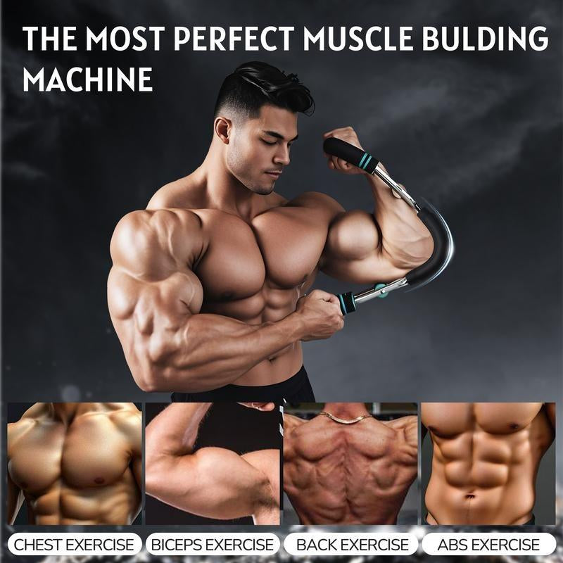 【NEW Version】2025 Pro Adjustable Arm&Chest Muscle Trainer for Men-Detachable Stainless Fitness Tool with Blue Grips, Ideal for Beginners and Enthusiasts, Black, Strength Training Accessory | Adjustable Resistance | Anti-Slip Grips, Home Workout Equipment