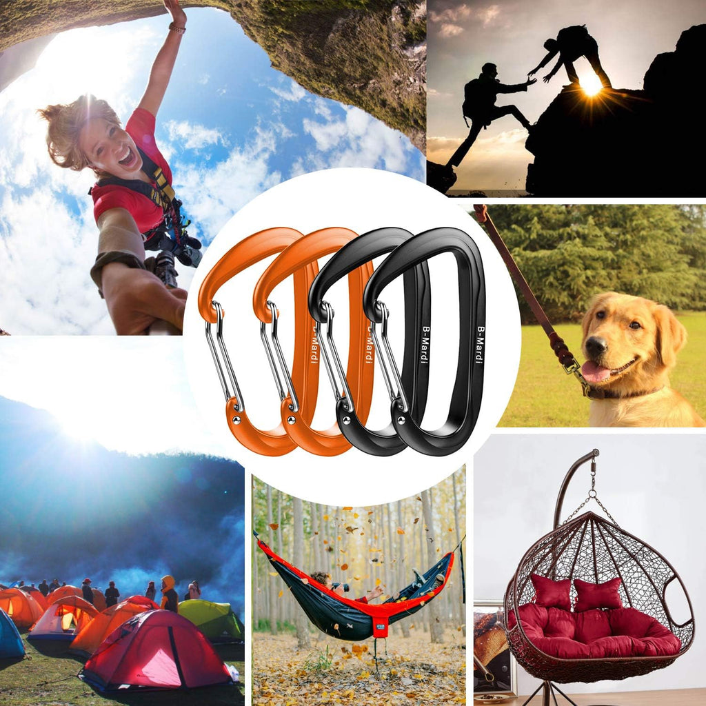 Heavy-Duty 12kN Locking Carabiner Clips - Lightweight and Versatile for Camping, Hiking, Hammocks, Dog Leashes, Outdoor Activities, Gym Use, and Keychains