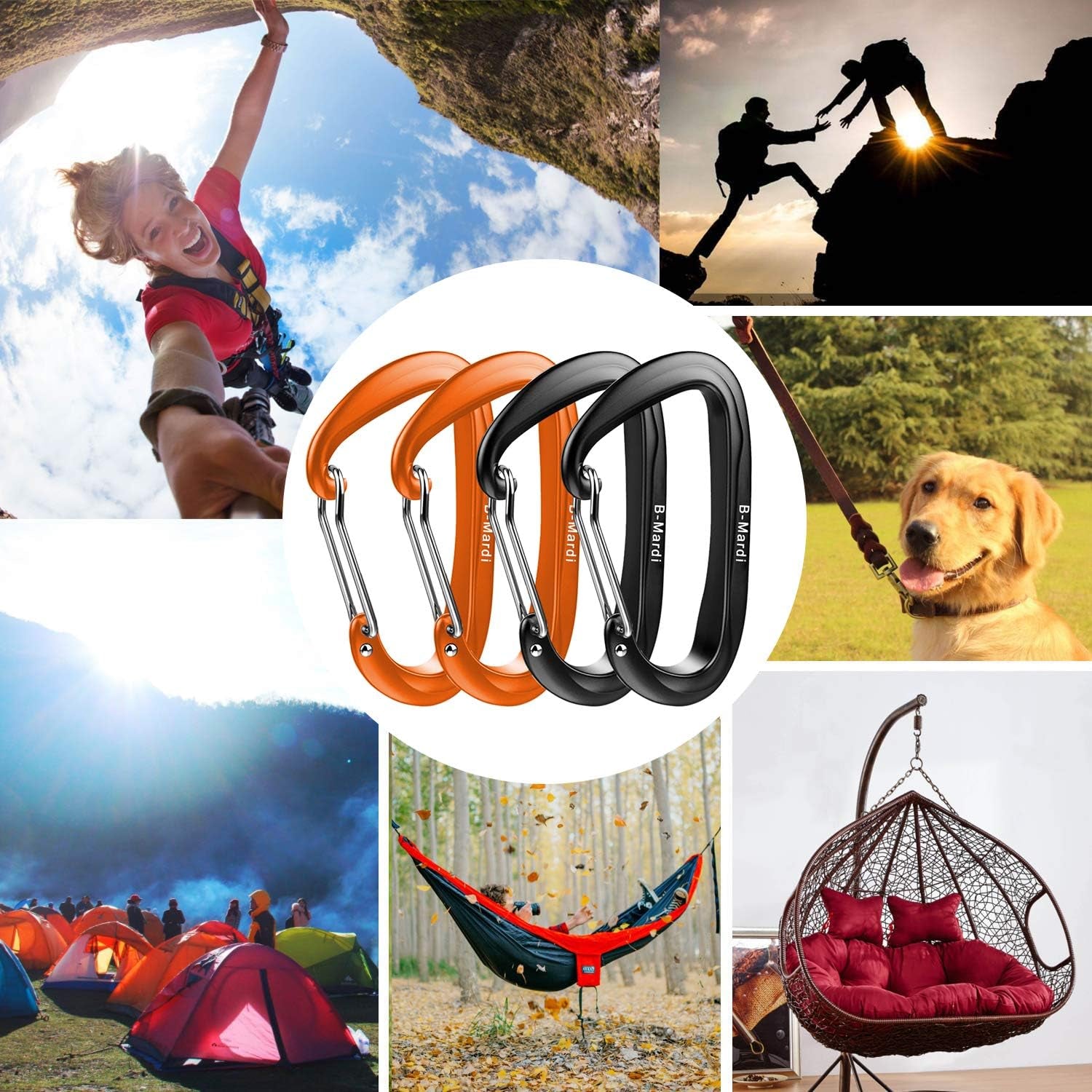 Heavy-Duty 12kN Locking Carabiner Clips - Lightweight and Versatile for Camping, Hiking, Hammocks, Dog Leashes, Outdoor Activities, Gym Use, and Keychains