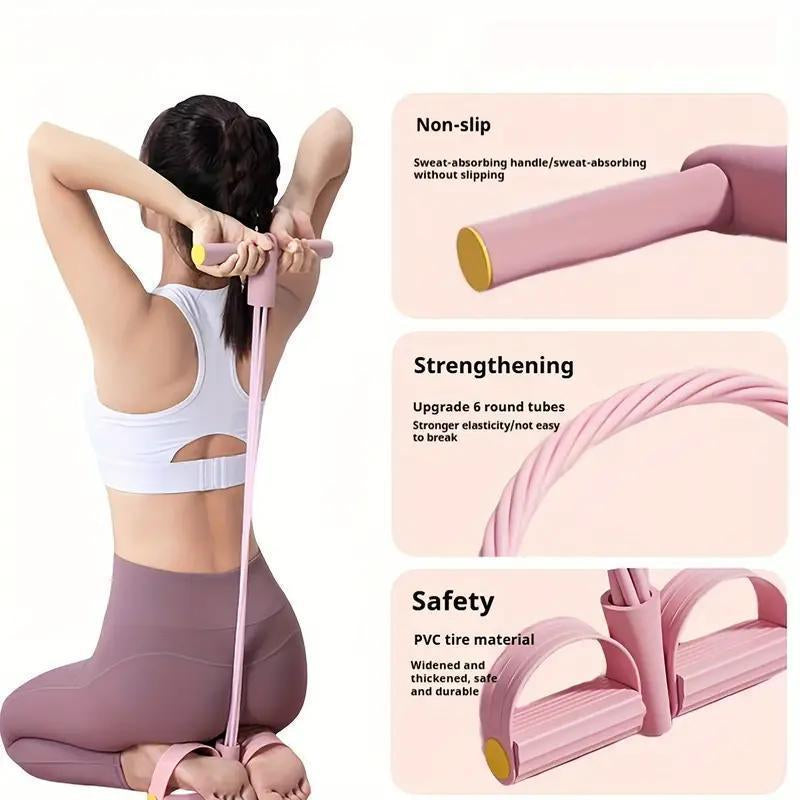 Multi-Functional Fitness Resistance Band Set - 4 Tubes of Elastic Yoga Pedal Pull Bands and Fitness Bands with Handles for Total Body Training, Abdominal/Lower Back/Arms/Legs Weight Loss and Stretching