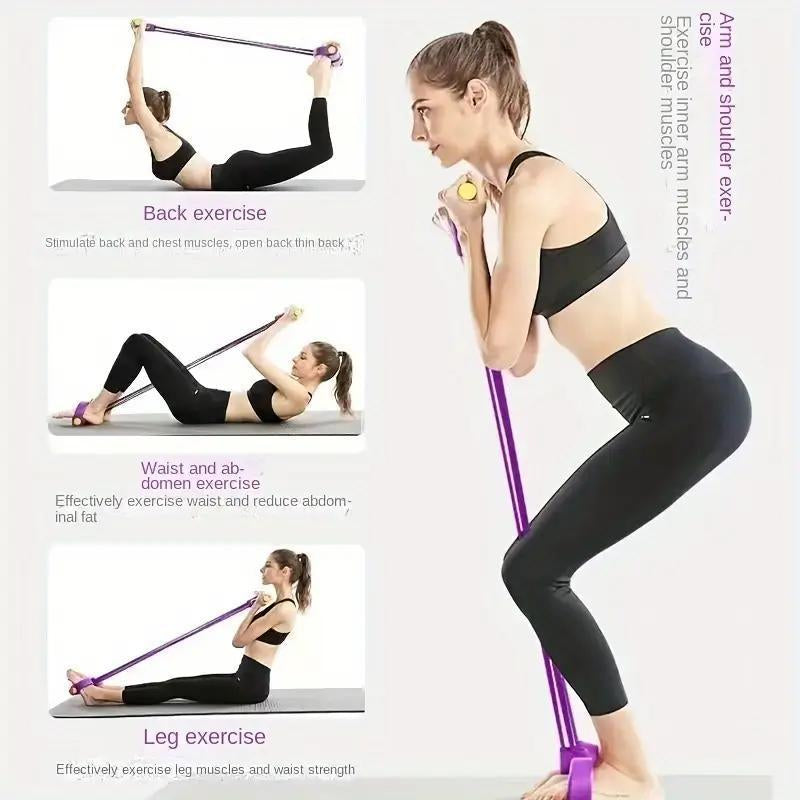 Multi-Functional Fitness Resistance Band Set - 4 Tubes of Elastic Yoga Pedal Pull Bands and Fitness Bands with Handles for Total Body Training, Abdominal/Lower Back/Arms/Legs Weight Loss and Stretching