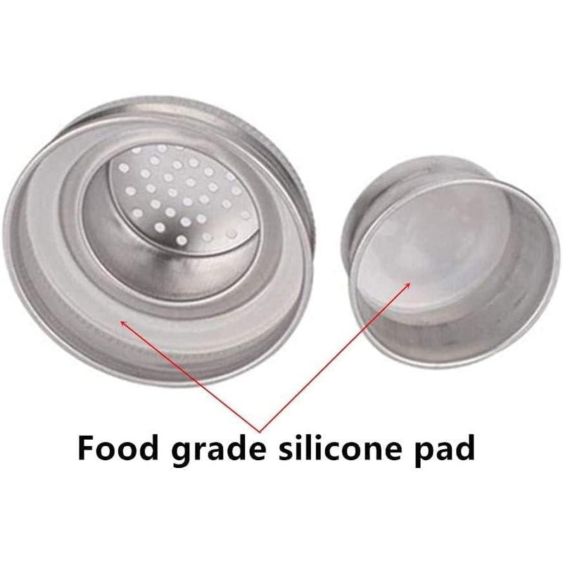 2 Pack Mason Jar Shaker Lids 304 Stainless Steel with Seals for Mix Spices Dredge Flour Sugar Salt Peppers and Any REGULAR MOUTH Mason Jars Canning Lid