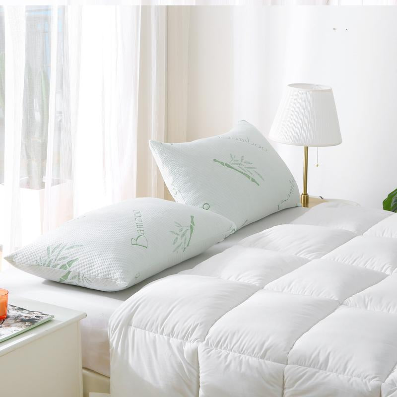 Memory Foam Pillows Set of 2, Bamboo Bed Pillow for Sleeping, Firm Hotel Quality Bed Rest Pillow with Cooling Zippered Breathable Cover 2 Pack Adjustable Pillow Comfortable
