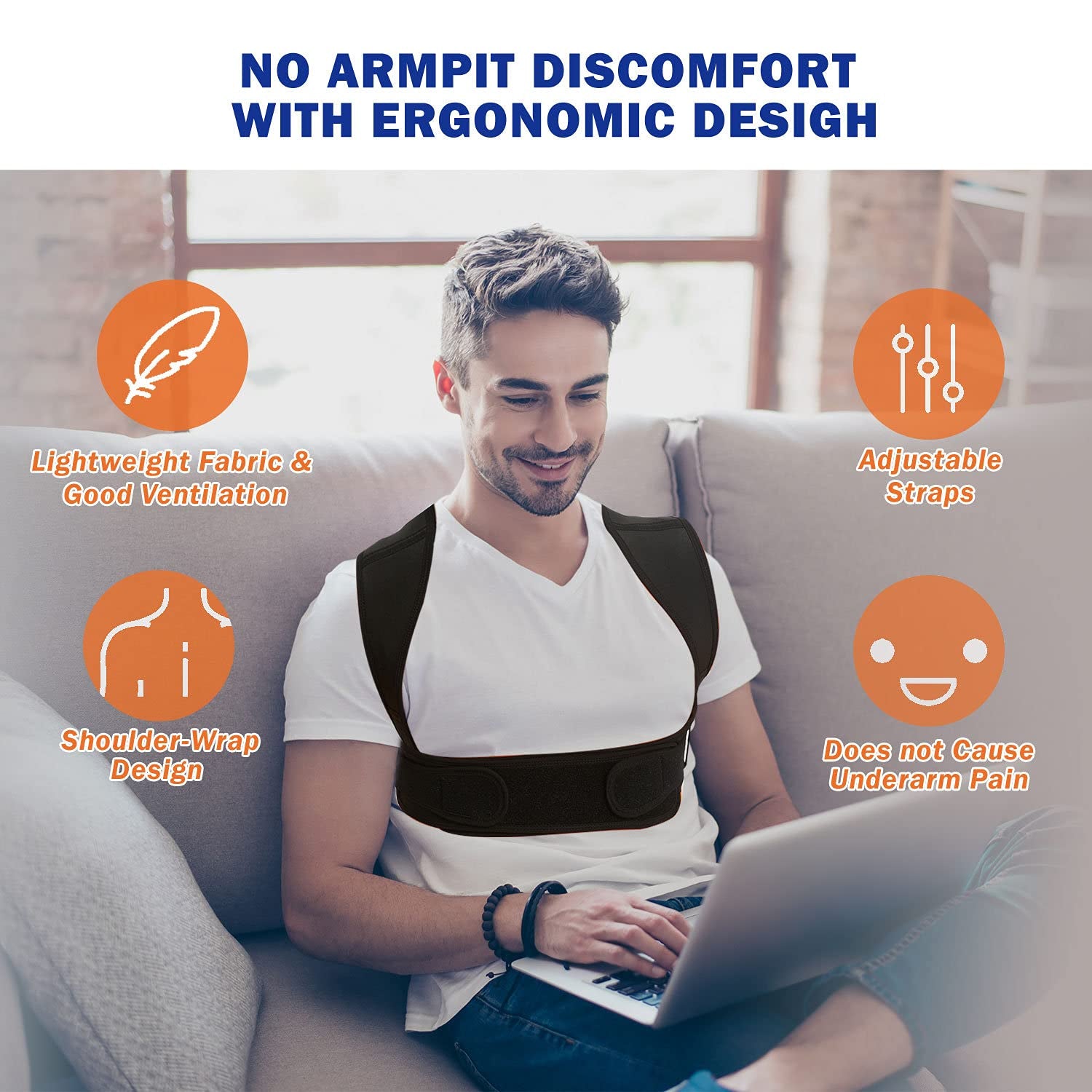 Adjustable Upper Back Brace Posture Corrector for Men and Women, Breathable Back Support for Lumbar, Neck, Shoulder, and Clavicle Pain Relief (Large/XL, 38"-44")