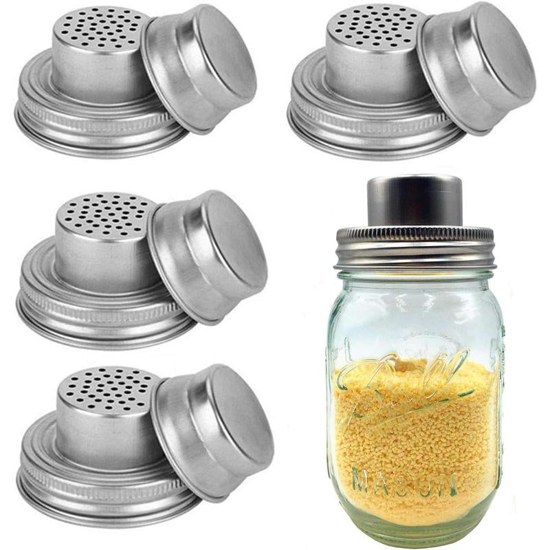 2 Pack Mason Jar Shaker Lids 304 Stainless Steel with Seals for Mix Spices Dredge Flour Sugar Salt Peppers and Any REGULAR MOUTH Mason Jars Canning Lid