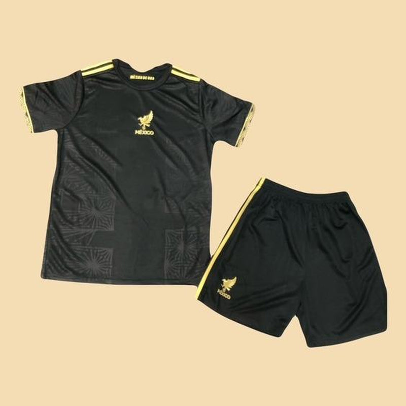 Mexico 2025 Soccer Jersey Set - Unisex Casual High Quality Black & Gold Trim Short Sleeve Top with Logo