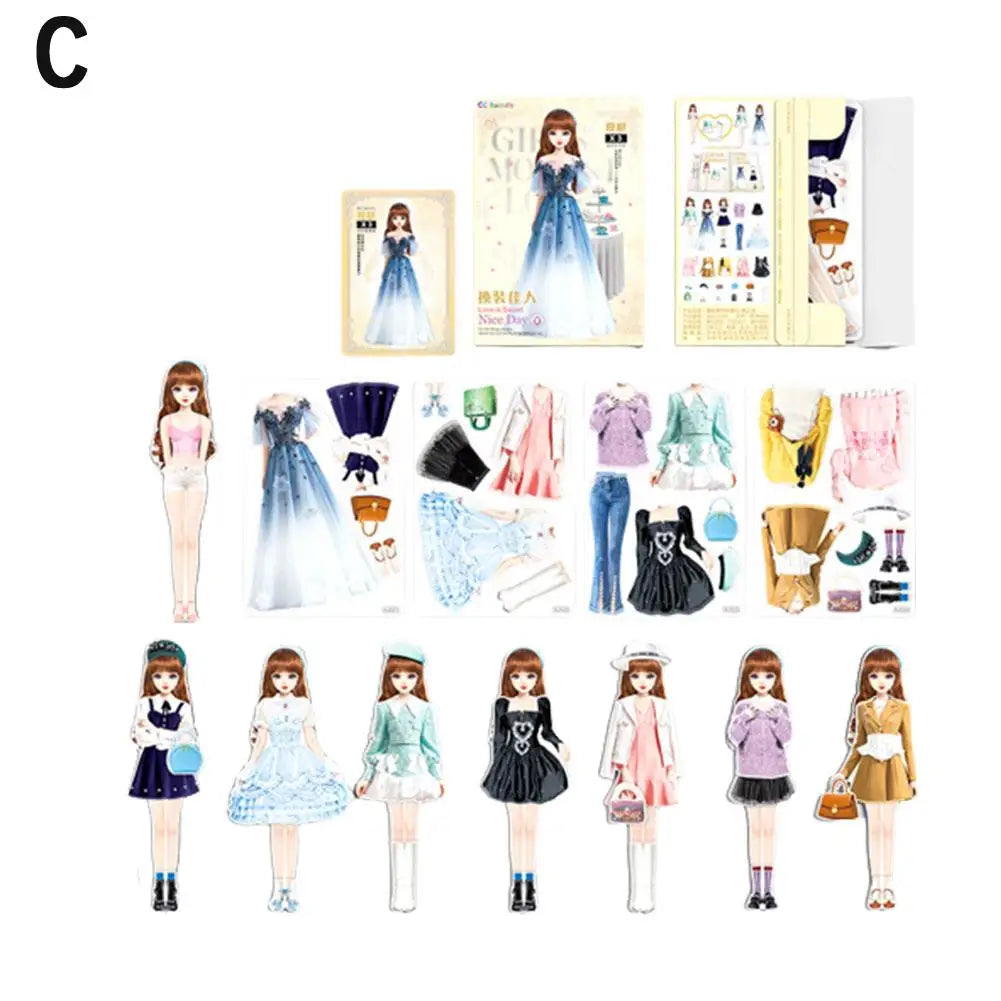 1Set Magnetic Dress up Baby Child Princess Dress up Stickers Toy Sticker Decoration DIY Toy Dress up Games Dress Up