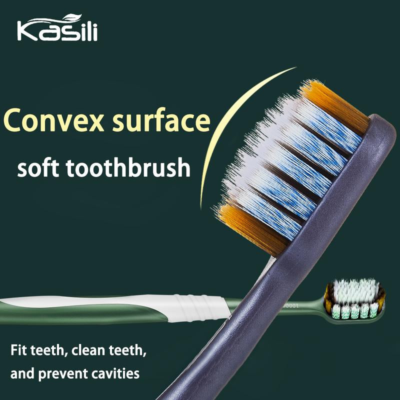 [6-Pack Gift Box] Mountain-Shaped Hair-Planted Toothbrush with Approximately 100 Holes, Wide-Headed Soft-Bristled Toothbrush, Soft Spiral Bristles, and Non-Slip Brush Handle.
