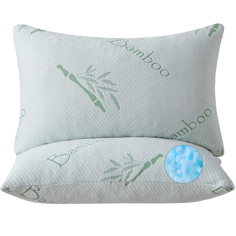 Memory Foam Pillows Set of 2, Bamboo Bed Pillow for Sleeping, Firm Hotel Quality Bed Rest Pillow with Cooling Zippered Breathable Cover 2 Pack Adjustable Pillow Comfortable
