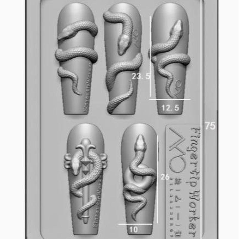 Nail Charm Molds Snake Shape Silicone Nail Art Mold Nail Tools