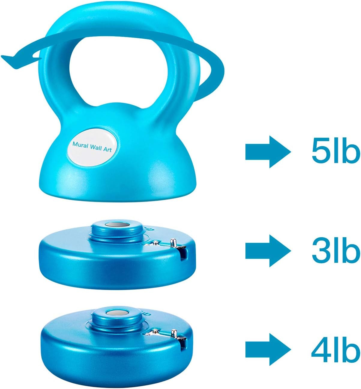 Adjustable Kettlebell Weight Set (5-12 lbs) for Strength Training - Versatile Fitness Equipment for Home Workouts, Suitable for All Ages, Teal