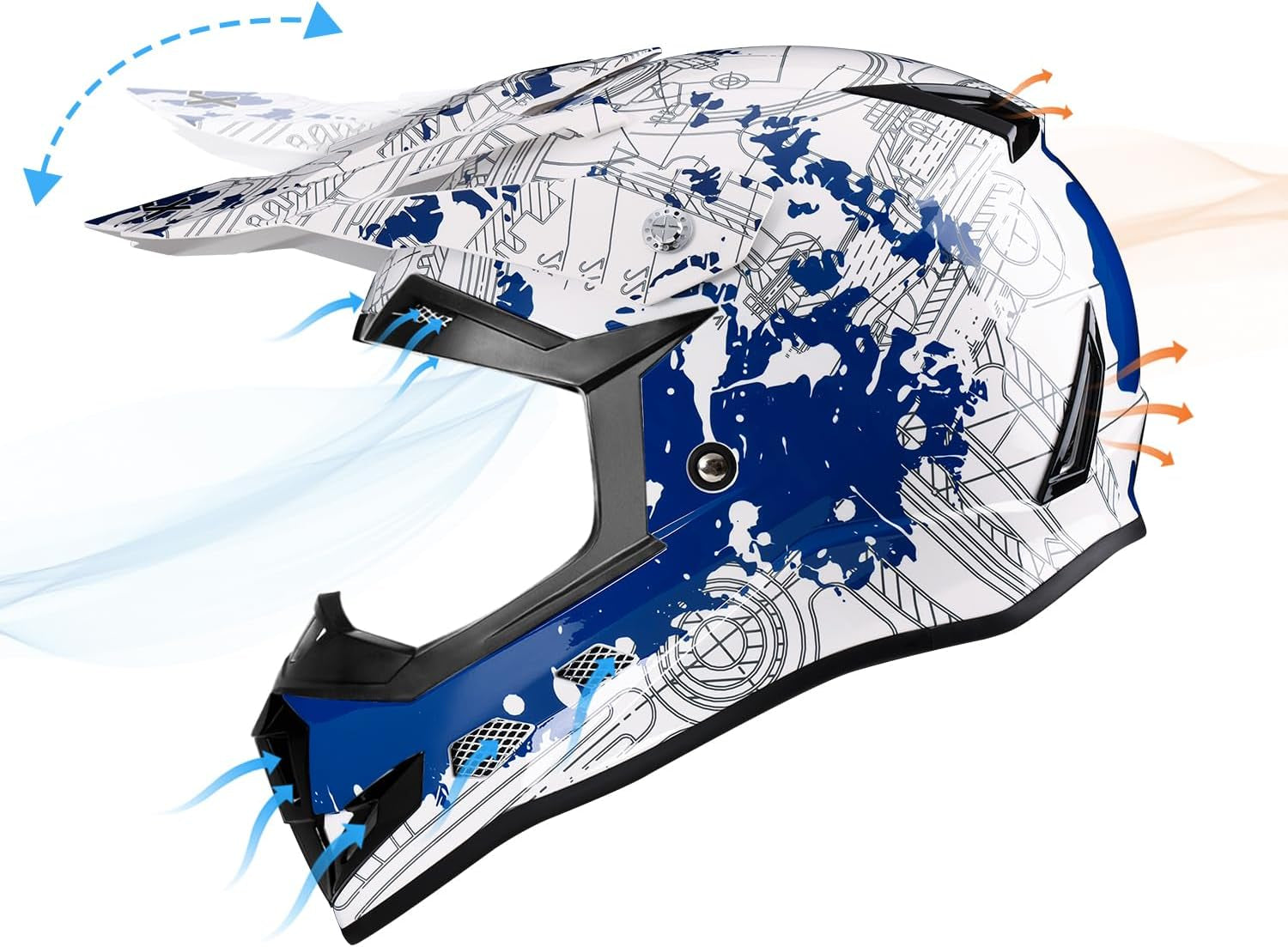 GLX GX623 Youth ATV and Dirt Bike Helmet Combo - Modern Design, Medium Size - DOT Certified