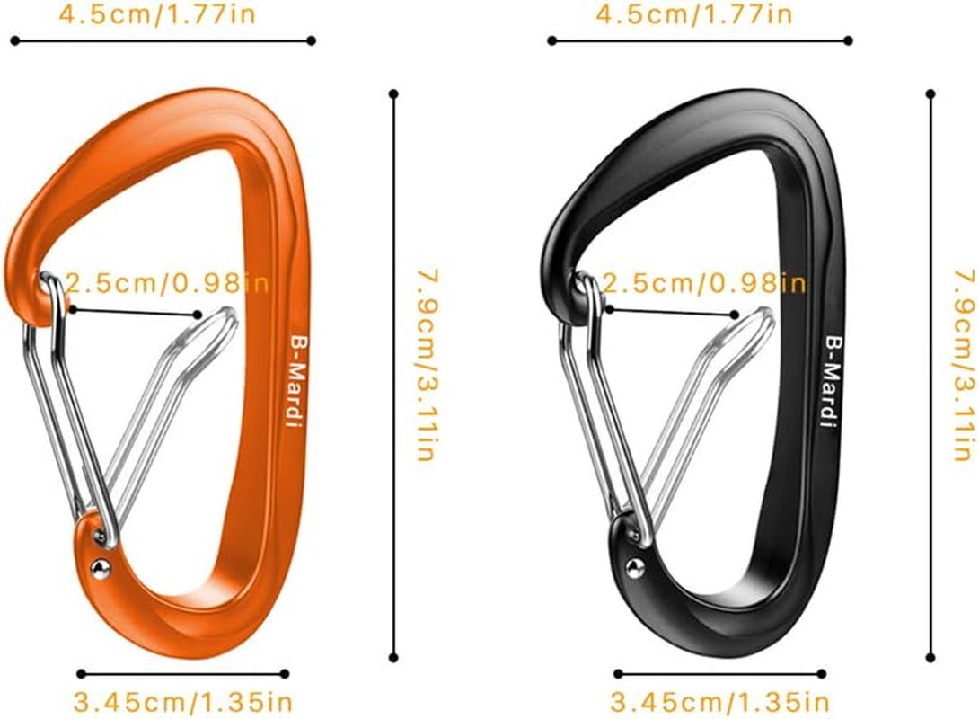 Heavy-Duty 12kN Locking Carabiner Clips - Lightweight and Versatile for Camping, Hiking, Hammocks, Dog Leashes, Outdoor Activities, Gym Use, and Keychains