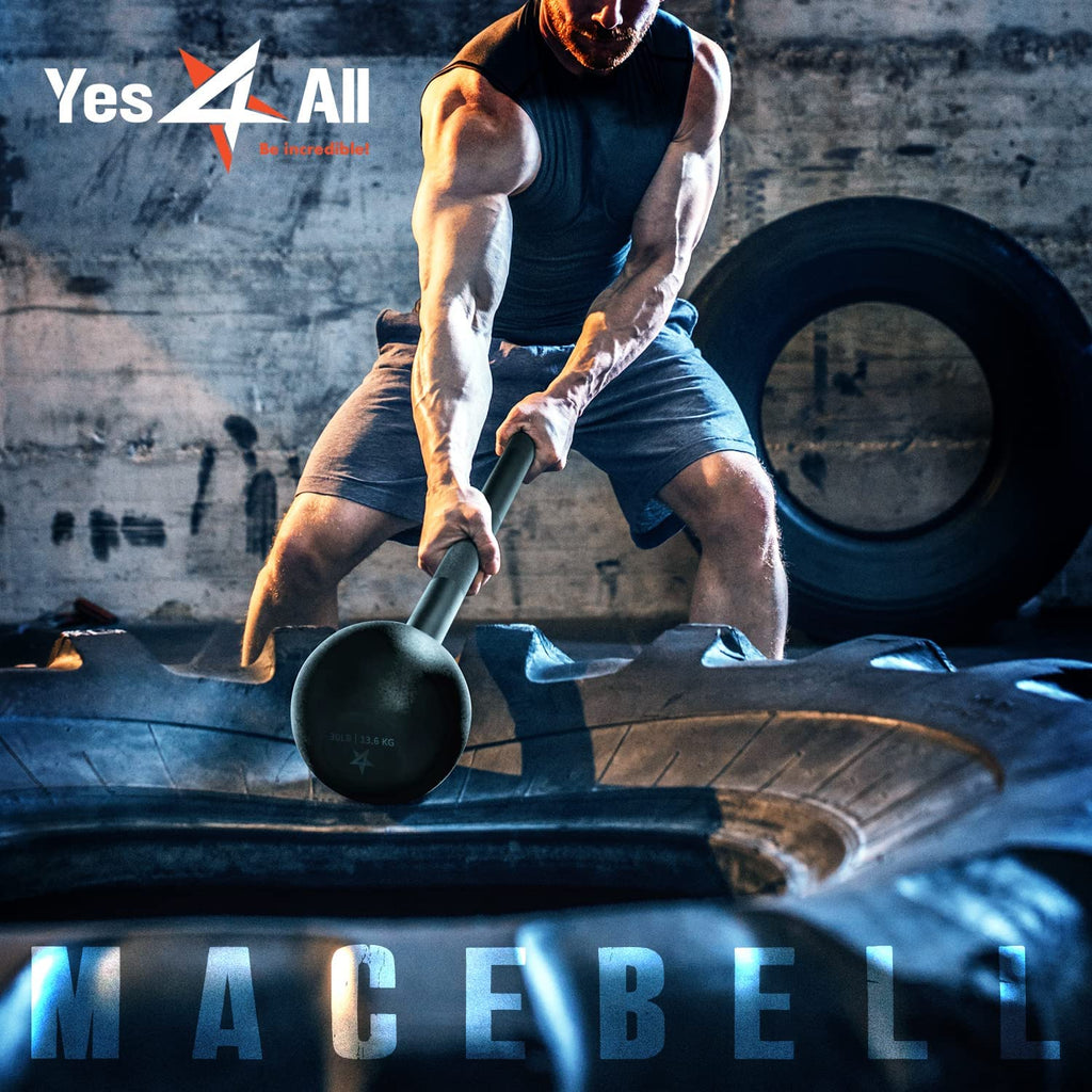 Yes4All Steel Mace Bell for Comprehensive Strength Training - Enhances Full Body, Muscle, Shoulder, Grip, and Forearm Workouts for Rehabilitation and Stretching, Available in Weights of 5, 7, 10, 15, 20, 25, and 30 lbs for Both Men and Women