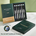 [6-Pack Gift Box] Mountain-Shaped Hair-Planted Toothbrush with Approximately 100 Holes, Wide-Headed Soft-Bristled Toothbrush, Soft Spiral Bristles, and Non-Slip Brush Handle.