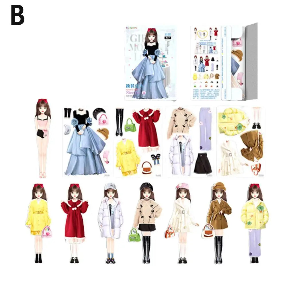 1Set Magnetic Dress up Baby Child Princess Dress up Stickers Toy Sticker Decoration DIY Toy Dress up Games Dress Up