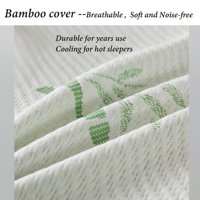 Memory Foam Pillows Set of 2, Bamboo Bed Pillow for Sleeping, Firm Hotel Quality Bed Rest Pillow with Cooling Zippered Breathable Cover 2 Pack Adjustable Pillow Comfortable