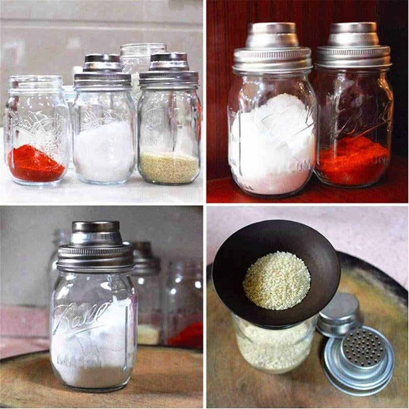 2 Pack Mason Jar Shaker Lids 304 Stainless Steel with Seals for Mix Spices Dredge Flour Sugar Salt Peppers and Any REGULAR MOUTH Mason Jars Canning Lid
