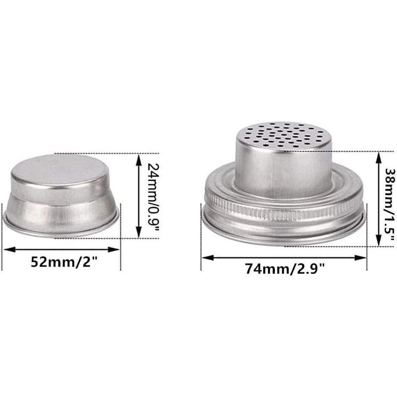 2 Pack Mason Jar Shaker Lids 304 Stainless Steel with Seals for Mix Spices Dredge Flour Sugar Salt Peppers and Any REGULAR MOUTH Mason Jars Canning Lid