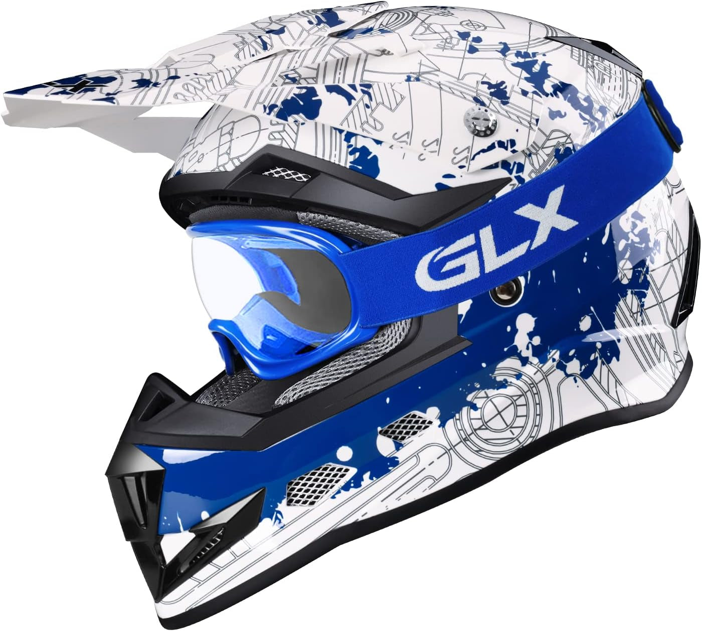 GLX GX623 Youth ATV and Dirt Bike Helmet Combo - Modern Design, Medium Size - DOT Certified