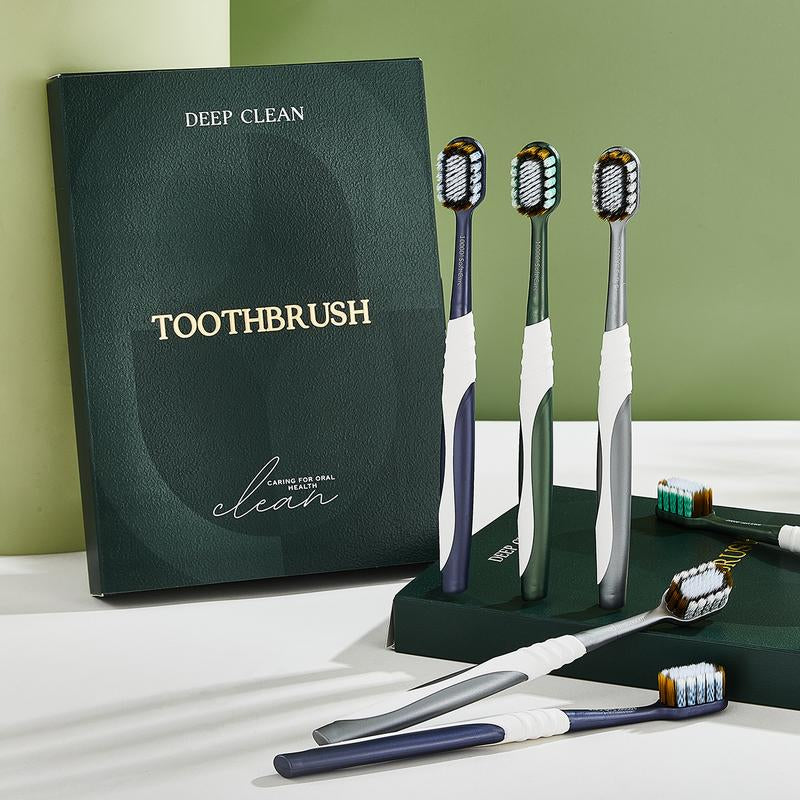 [6-Pack Gift Box] Mountain-Shaped Hair-Planted Toothbrush with Approximately 100 Holes, Wide-Headed Soft-Bristled Toothbrush, Soft Spiral Bristles, and Non-Slip Brush Handle.