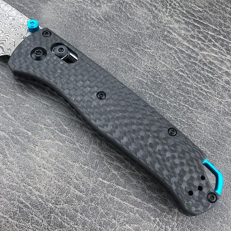 Multi-Purpose Damascus Steel Pocket Knives 535 Folding Knife with Carbon Fiber Handle Portable Outdoor Camping Hiking EDC Tools for Men'S Gift