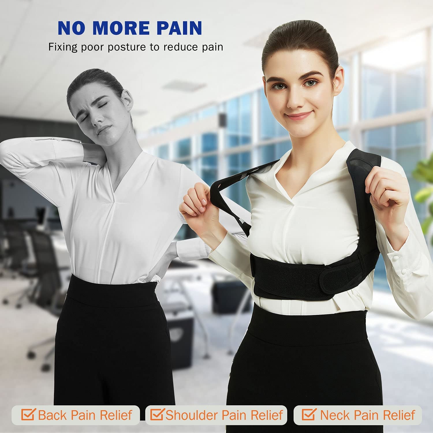 Adjustable Upper Back Brace Posture Corrector for Men and Women, Breathable Back Support for Lumbar, Neck, Shoulder, and Clavicle Pain Relief (Large/XL, 38"-44")